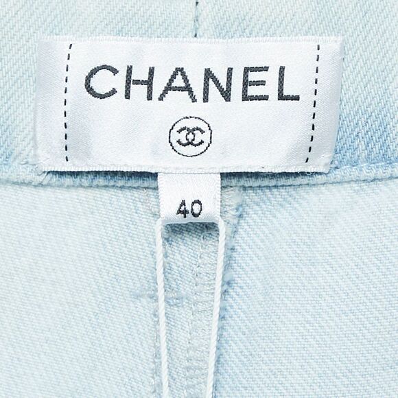 Chanel Purple/multicolor Stripe Cotton Wide-Leg Pants M